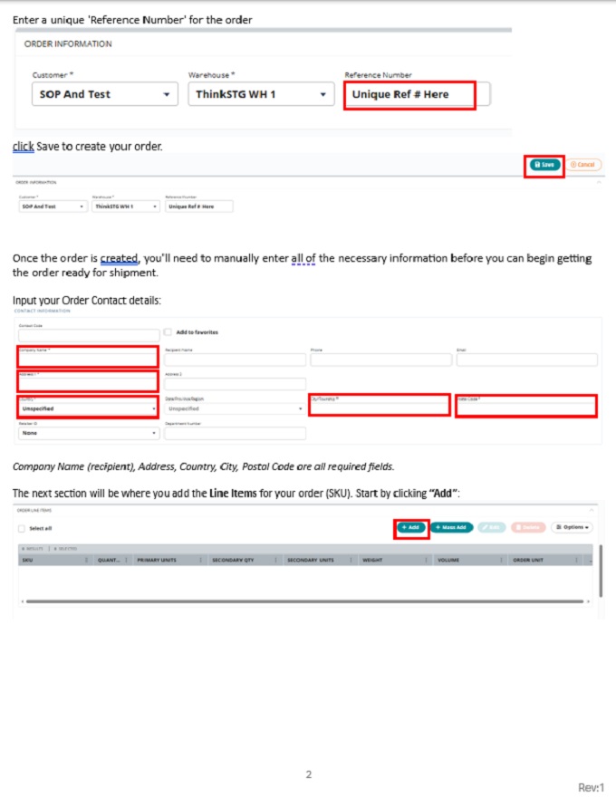 2 of 6 in thinkSTG's Step by step guide on how to manually create a fulfillment order in Extensiv