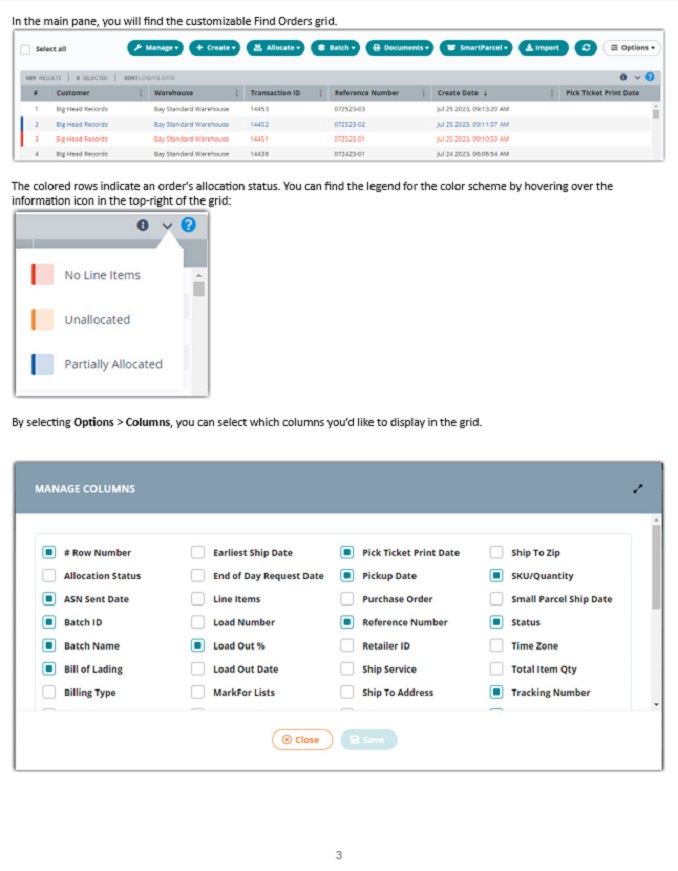 Page 3 of 4 for the step by step guide on how to find an order within Extensiv