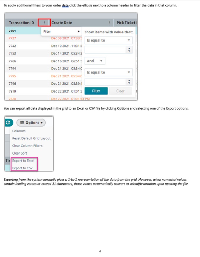 Page 4 of 4 for the step by step guide on how to find an order within Extensiv