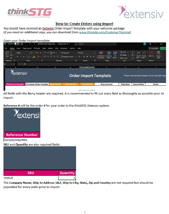 1 of 6 step by step guide for how to import a selection of orders into the Extensiv system