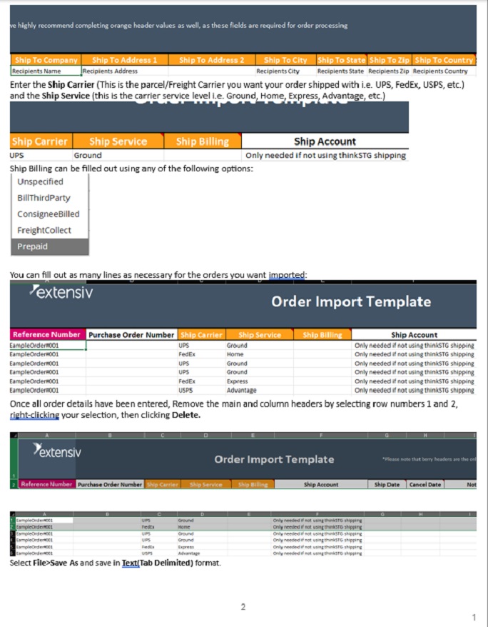 2 of 6 step by step guide for how to import a selection of orders into the Extensiv system